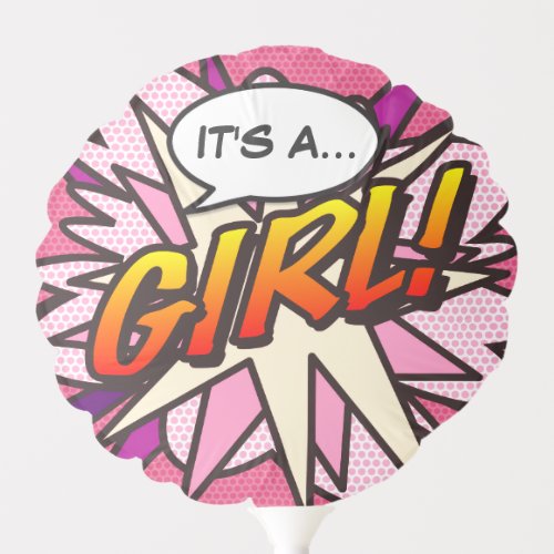 ITS A GIRL Pink Fun Retro Comic Book Balloon