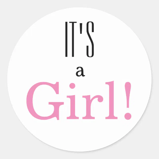 It S A Girl Pink Gender Reveal Baby Shower Classic Round Sticker Zazzle