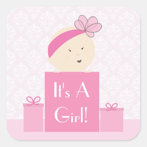 Its A Girl Pink Gifts Sticker