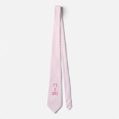 Its a Girl Pink Gingham Gender Reveal New Daddy Neck Tie