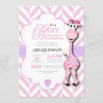 It's a Girl - Pink Giraffe - Baby Shower Invitation