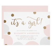 It's a Girl! | Pink & Gold Confetti Baby Shower Invitation