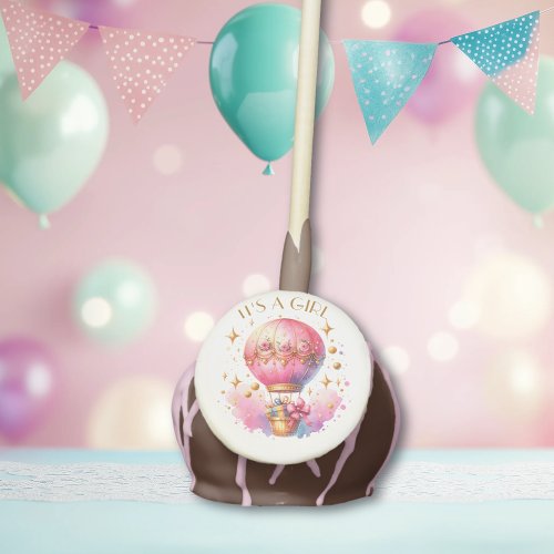 Its a Girl Pink Gold Hot Air Balloons Baby Shower Cake Pops