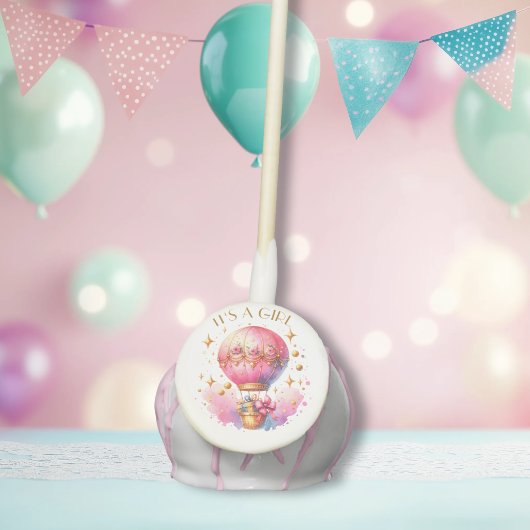 It's a Girl Pink Gold Hot Air Balloons Baby Shower Cake Pops