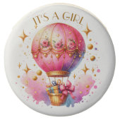 It's a Girl Pink Gold Hot Air Balloons Baby Shower Chocolate Covered Oreo (Front)