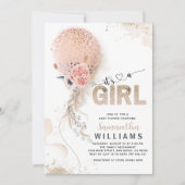 It's a Girl Pink Gold Pampas Balloon Baby Shower Invitation (Front)