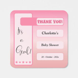 It's A Girl! Pink Gradient Cute Baby Shower Square Sticker