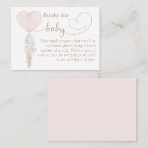 It's a Girl Pink Heart Balloon Baby Shower books Enclosure Card