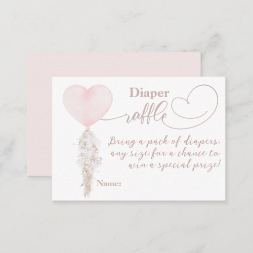 Its a Girl Pink Heart Balloon Baby Shower diaper Enclosure Card
