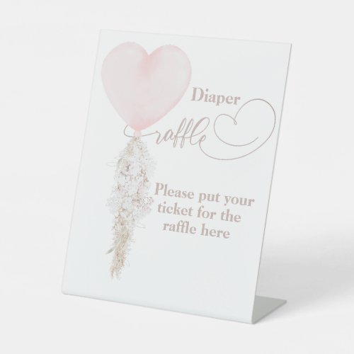 Its a Girl Pink Heart Balloon Baby Shower diaper Pedestal Sign