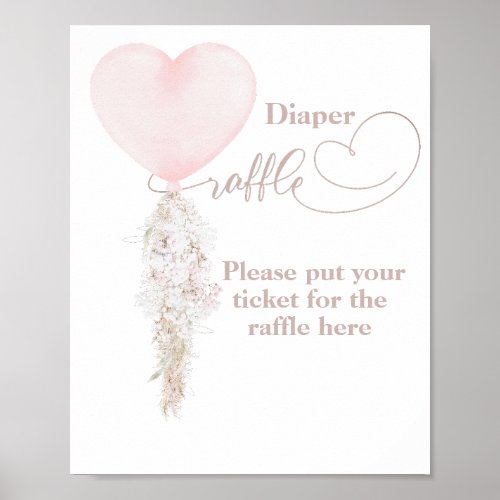 Its a Girl Pink Heart Balloon Baby Shower diaper Poster