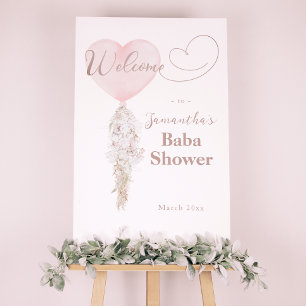 It's a Girl Pink Heart Balloon Baby Shower welcome Foam Board