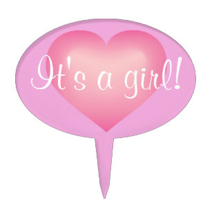 It's a girl! Pink Heart Cake Topper