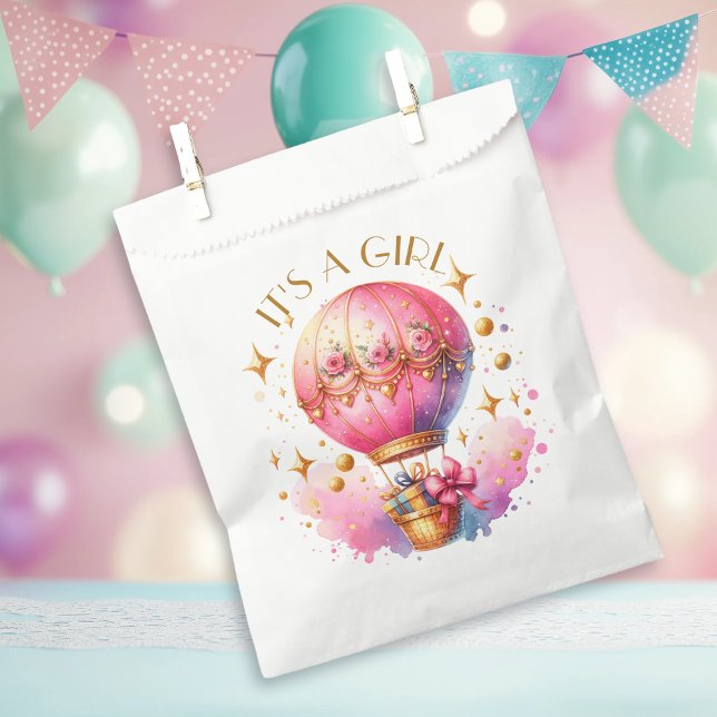 It's a Girl | Pink Hot Air Balloon Baby Shower Favor Bag (Creator Uploaded)