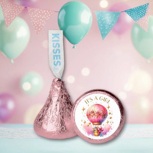 Its a Girl  Pink Hot Air Balloon Baby Shower Hersheys Kisses