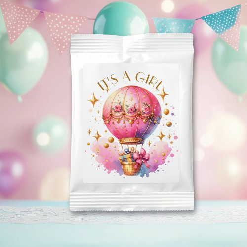 Its a Girl  Pink Hot Air Balloon Baby Shower Lemonade Drink Mix