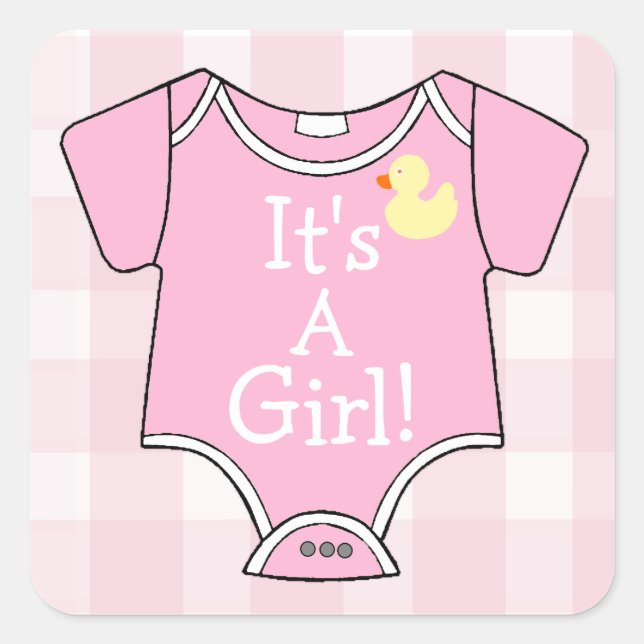 It's A Girl-Pink Onsie Square Sticker (Front)