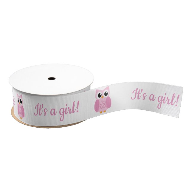 It's a Girl! Pink Owl Ribbon (Spool)