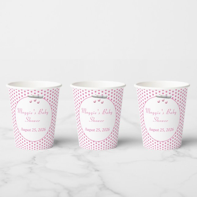 It's a Girl Pink Polka-Dot Paper Cups (Creator Uploaded)