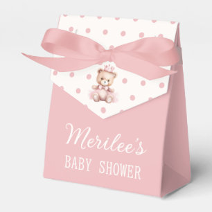 It's A Girl Pink Princess Bear Baby Shower Favor Boxes