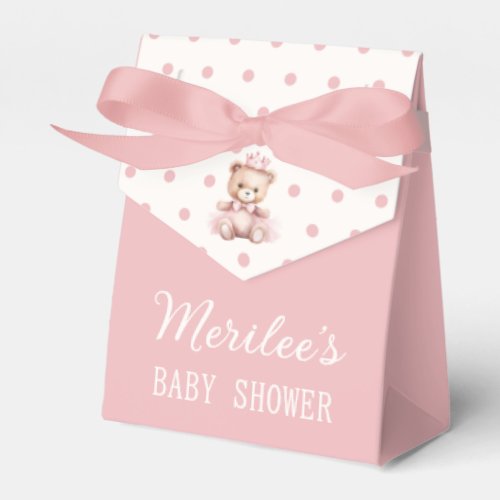 Its A Girl Pink Princess Bear Baby Shower Favor Boxes