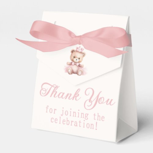 Its A Girl Pink Princess Bear Baby Shower Favor Boxes