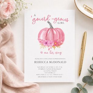 It's a Girl Pink Pumpkin Baby Shower Invitation Flyer