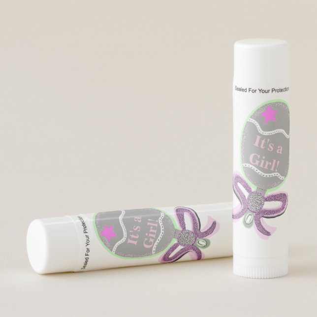 It's a Girl Pink Rattle Lip Balm (Front)