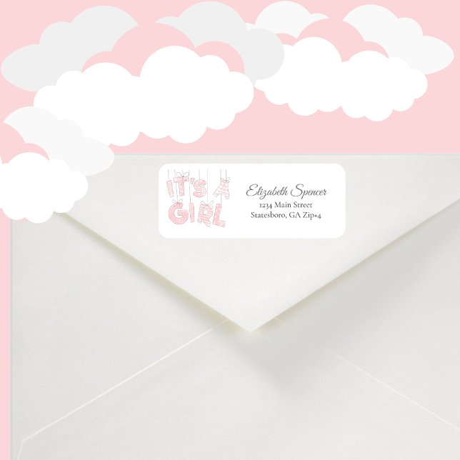 It's A Girl | Pink Return Address Label (Creator Uploaded)