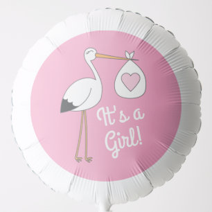It's a Girl Pink Stork Baby Shower Balloon