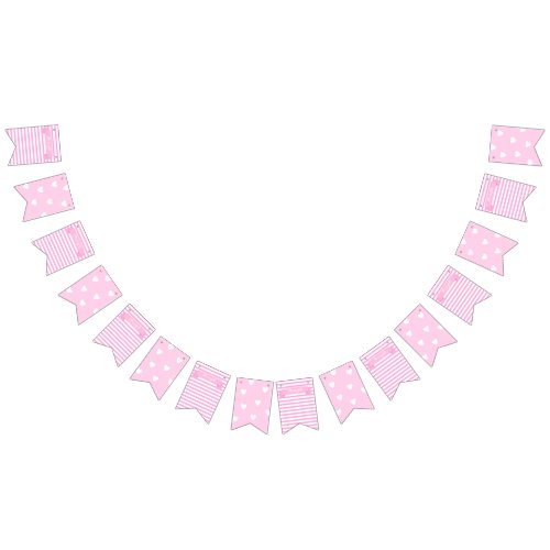 Its a girl  Pink Stripes  Hearts Birthday Bunting Flags