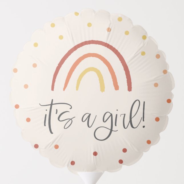 It's A Girl Pink Terracotta Rainbow Baby Shower Balloon (Back)
