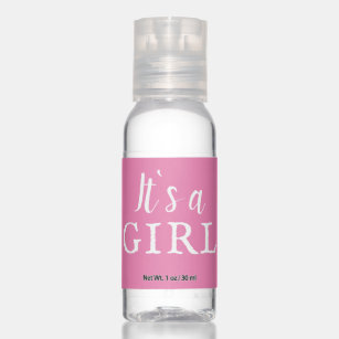 Its`a girl Pink Typography Baby Girl Baby Shower Hand Sanitizer