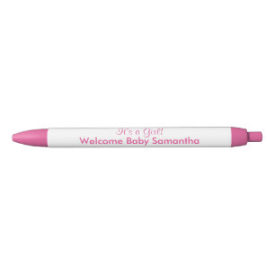 It's A Girl Pink White Announcements Pen