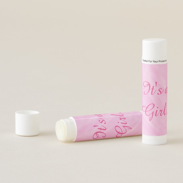 It's a Girl Pink White Watercolor Lip Balm (In Situ)