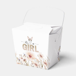 It&#39;s a Girl Pink wildflower butterfly Baby Shower Favor Boxes