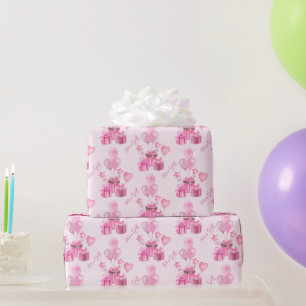 It's a girl pink with balloons personalized wrapping paper