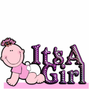 It's A Girl Plaid Text w/ Baby Cake & Table Topper Cutout