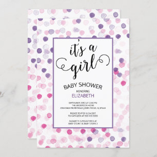 It's a Girl Polka Dot Girls Baby Shower Invitation