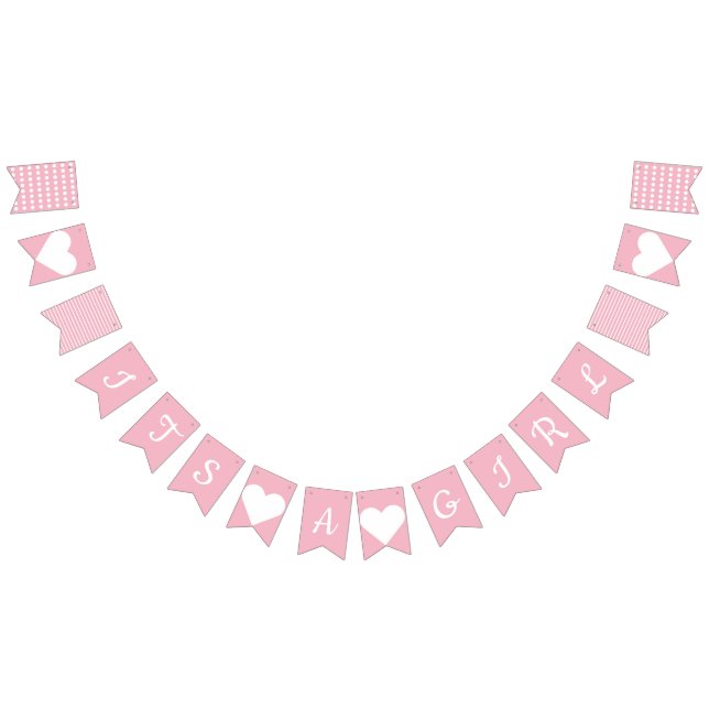 Its A Girl Preppy Bunting Flags (All)
