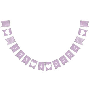 Its A Girl Preppy Purple Banner Bunting