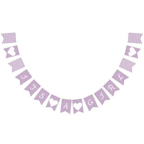 Its A Girl Preppy Purple Banner  Bunting