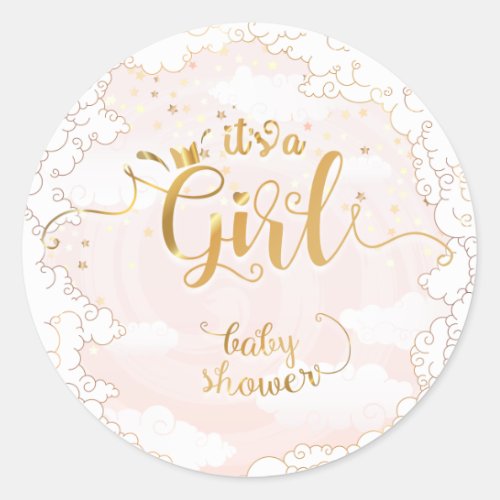 Its a Girl_ Princess Baby Shower Classic Round Sticker