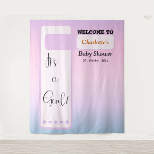 It's A Girl! Purple Gradient Cute Photo Backdrop