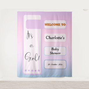 It's A Girl! Purple Gradient Eyeball Text Backdrop