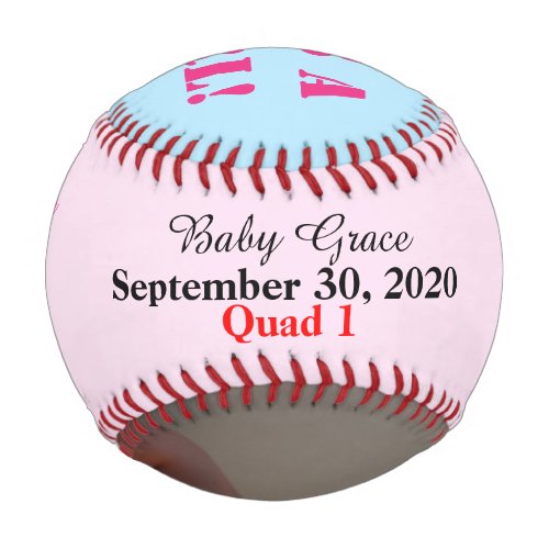 Its a Girl Quad Birth Stat Photo Baseball