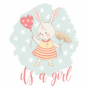 Its A Girl Rabbit Sticker