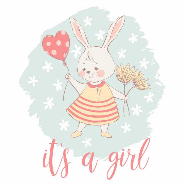 Its A Girl Rabbit Sticker (Front)