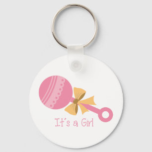 Its A Girl Rattle Keychain