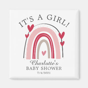 It's A Girl Red Pink Heart Rainbow Magnet